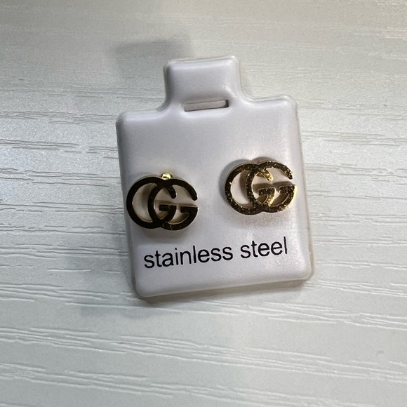 Gold GG Inspired Stainless Steel Earrings - Picture 2 of 4